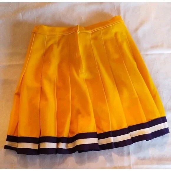 Vintage Dehen 1980s Pleated Cheerleading Skirt Gold Purple Cosplay Cheerleader - Picture 2 of 8